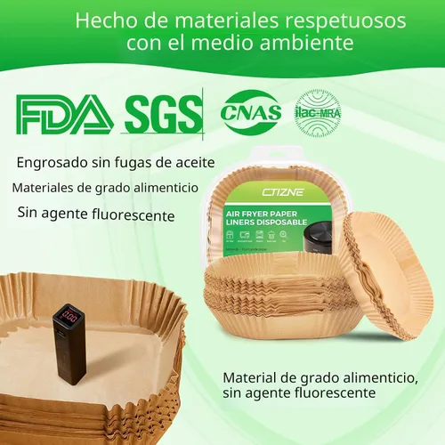 Miniatura 9 de Forros desechables para freidora de aire, 150 unidades cuadradas de 8 pulgadas [material de grado alimenticio] forros de papel pergamino sin