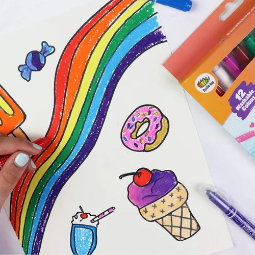Miniatura 6 de DOODLE HOG Crayones lavables de 12 colores, para niños y niños pequeños, acuarela, no tóxicos, 3 en 1, para niños de 4 a 8 años