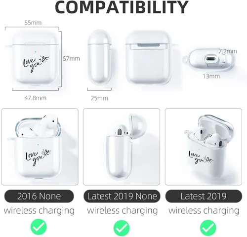 Miniatura 4 de AKABEILA Funda para Airpods para mujeres y hombres, compatible con Apple Airpods 2, bonita funda de diseño transparente para Airpods, diseño