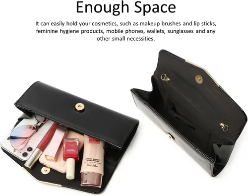 Miniatura 6 de Monederos de mano color piel para mujer, bolso de charol rojo, bolso sobre de charol negro para boda, fiesta, regalo, viajes