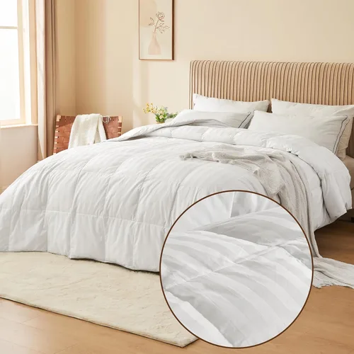 puredown Edredón de plumas y plumón de ganso tamaño King – Relleno de edredón para todas las estaciones, ultra esponjoso y suave, funda de 100%