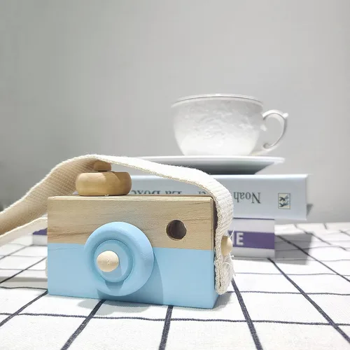 Miniatura 6 de Juguetes de madera para bebés, mini cámara de juguete, lindo juguete mini para bebés y niños, accesorios para colgar en el cuello con fotografía