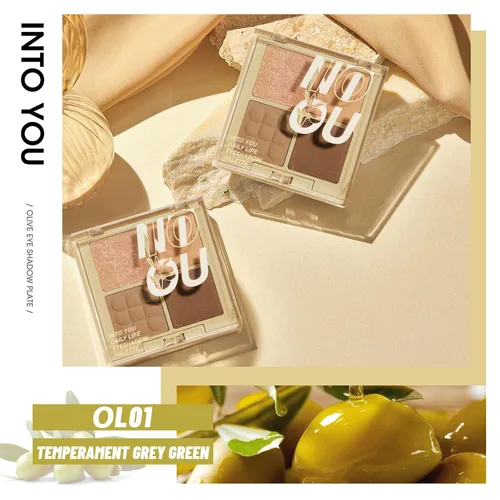 Miniatura 2 de INTO YOU Paleta de sombra de ojos nude, 4 colores mate, paleta de sombra de ojos brillante y brillante, pigmentos neutros cálidos desnudos, sombra