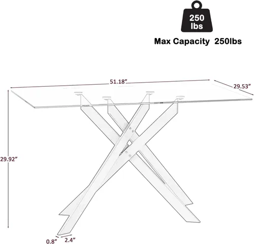 Miniatura 8 de Henf Juego de mesa de comedor de 5 piezas para 4, mesa de comedor rectangular de 51 pulgadas y 4 sillas de comedor de poliuretano gris carbón, mesa