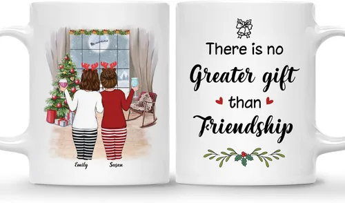 Miniatura 15 de Gossby Taza de café de Navidad personalizada para amigas, regalos de amistad personalizados para mujeres con diseño, nombre, regalos de mujer
