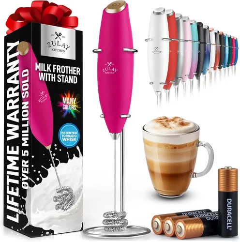 Miniatura 536 de Zulay Milk Boss Espumador de leche potente manual, hace espuma para latte, batidor para mezclar bebidas, café, miniespumador para capuchino, frappé