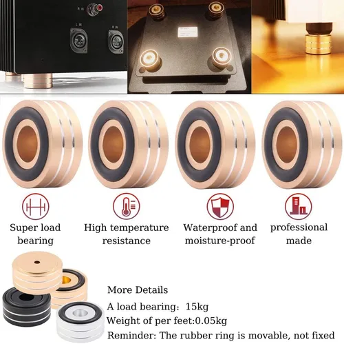 Miniatura 2 de Tertullus 4 piezas de pies de altavoz aislantes 1.575x0.787 in patas de plataforma de aluminio soporte de altavoz protectores de piso almohadilla