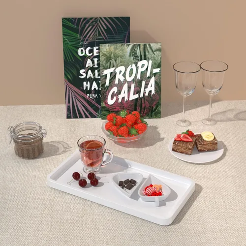 Miniatura 7 de Weenson Bandeja de tocador de baño para encimera, artículos de tocador, decoración de maquillaje, velas de perfume, bandeja de cocina para Blanco