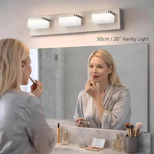 Miniatura 2 de Luces de Tocador de Níquel Cepillado para Baño - Lámpara de Tocador de 3 Luces - Apliques de Pared LED Regulables - Luz Diurna 5500K - Elegantes