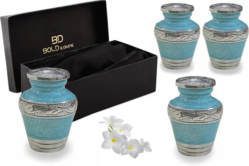 Miniatura 11 de BOLD&DIVINE Urna texturizada de esmalte perlado Urna conmemorativa texturizada de gránulo divino para cenizas humanas, funeral, entierro