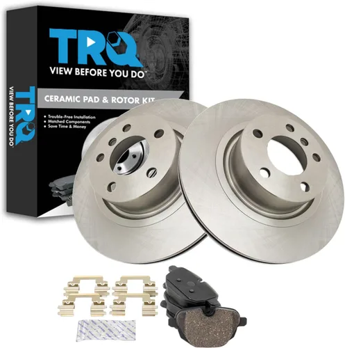 Miniatura 96 de TRQ Kit de rotor de freno trasero y pastillas de cerámica Posi premium compatible con camioneta Chevy GMC