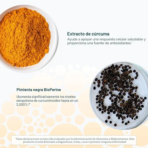 Miniatura 5 de Youtheory Cúrcuma Extra Strength - 1,000 mg - Apoya la salud muscular y articular* - Contiene biopotenciadores, curcuminoides y extractos de hierbas
