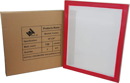 Marcos de serigrafía de aluminio preestirados de 20 x 24 pulgadas con malla blanca de 130 pulgadas (paquete de 2 pantallas)