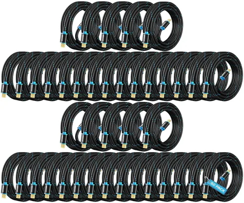 Miniatura 36 de Cable HDMI 4K Ultra HD de 1 pie (paquete de 100) Cable HDMI 2.0 trenzado de nailon, alta velocidad 18Gbps 4K60Hz HDR, 3D, 2160p, 1080p, HDCP 2.2