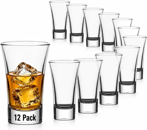 Miniatura 13 de Paquete de 12 vasos de chupito de 1.8 onzas a granel con base pesada, juego de vasos de chupito de medición transparentes para café, vodka, tequila