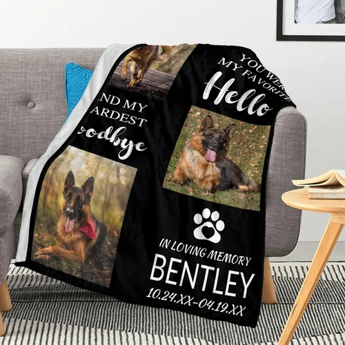 Miniatura 2 de Manta de regalo conmemorativa personalizada para perros con nombre de imagen, regalo de mascotas para dueños de perros, manta de fotos de memoria