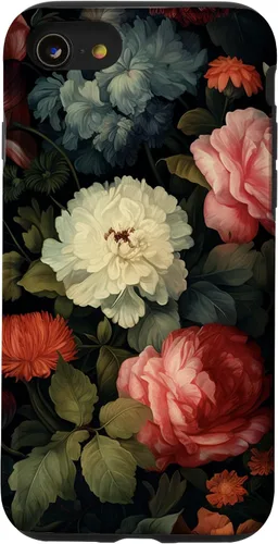 Miniatura 18 de Vintage Dark Flower Pattern Moody Floral Case for iPhone 16