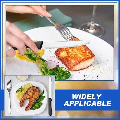 Miniatura 5 de Zhehao 100 cuchillos de carne de 8.39 pulgadas, cuchillo de hoja dentada redondeada de acero inoxidable con mango de plástico para cocina
