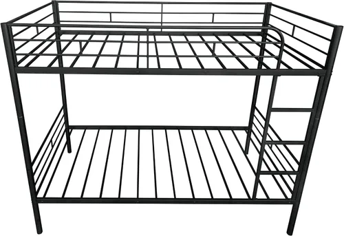 Miniatura 8 de Litera individual sobre individual, literas de metal con escalera y barandilla de longitud completa, 2 camas convertibles, no necesita somier