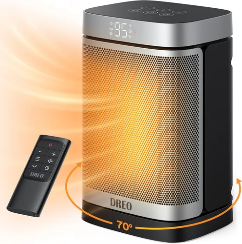 Miniatura 8 de DREO Atom One - Calentador de espacio con control remoto, calentadores eléctricos oscilantes de 70° con termostato digital, calentador de cerámica