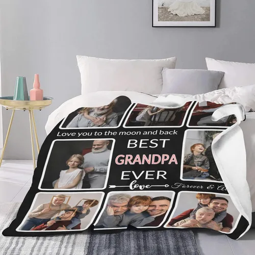Miniatura 5 de Regalos para el Abuelo - Manta Personalizada con Foto, Haz una Manta Personalizada para el Día del Padre con Imágenes, Manta Personalizada