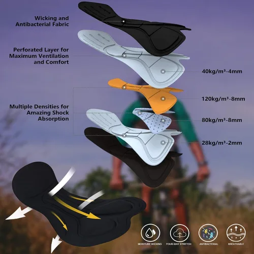 Miniatura 4 de Pantalones cortos de ciclismo de montaña para hombre acolchados 3D holgados ligeros para ciclismo equitación entrenamiento