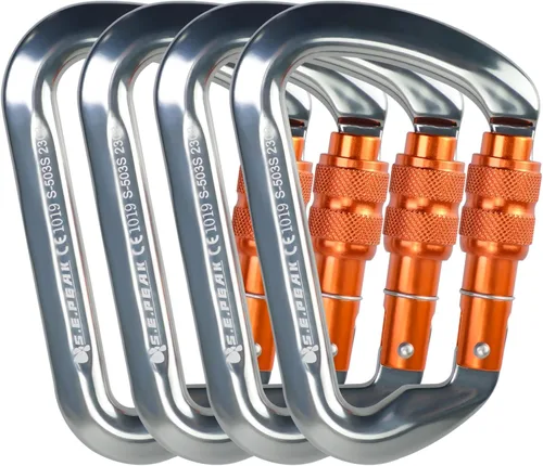 Miniatura 13 de SEPEAK UIAA - Mosquetón de escalada con bloqueo de 30 kN, clip profesional para puerta de tornillo resistente para escalada al aire libre