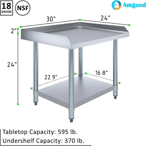 Miniatura 3 de AmGood Soporte para equipo de acero inoxidable, resistente, grado comercial, con estante inferior, certificado NSF