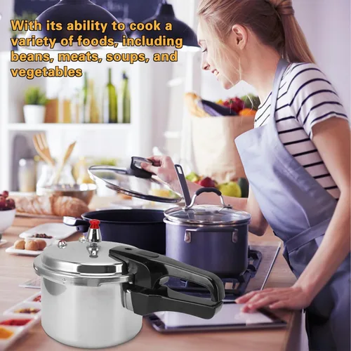 Miniatura 3 de Olla a presión pequeña, mini olla a presión de aleación de aluminio con fondo magnético, envasadora a presión compacta segura y duradera compatible