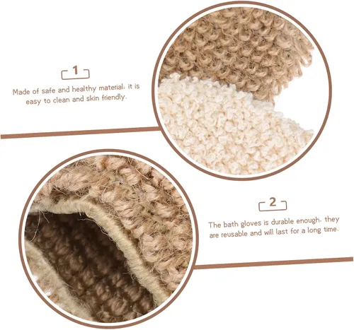 Miniatura 7 de FRCOLOR Guantes de baño exfoliantes, 2 unidades, guantes de lufa, exfoliantes, tejido para baño, toallas de limpieza para la espalda, 2 uds