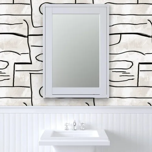 Miniatura 9 de Papel tapiz para despegar y pegar - Graffiti negro y gris líneas de tinta pincel de pintura extraíble personalizado Spoonflower