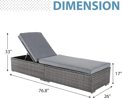 Miniatura 2 de JOIVI Tumbona para exteriores, sillas de mimbre de polietileno para todo tipo de clima, sillas de piscina para exteriores, silla reclinable de ratán