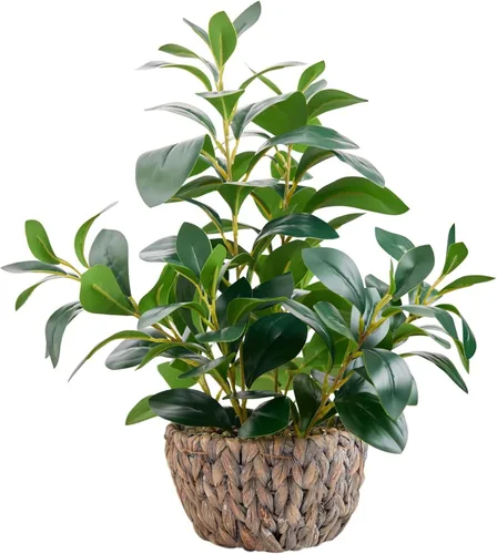 Miniatura 13 de AlphaAcc Plantas Falsas de Aspecto Real Vegetación Plantas Artificiales de Interior Planta en Maceta con Macetero Rústico de Arcilla Negra para Casa