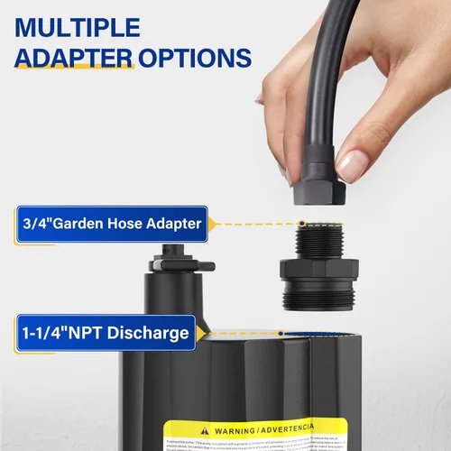 Miniatura 4 de Acquaer Bomba de agua sumergible 1/3 HP de 2160 GPH Bomba de sumidero Bomba de utilidad de termoplástico Bomba de agua eléctrica portátil para Gery