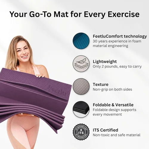 Miniatura 3 de Esterilla plegable para ejercicios de yoga, ligera, antideslizante y fácil de almacenar para yoga, pilates, entrenamientos en casa y ejercicios