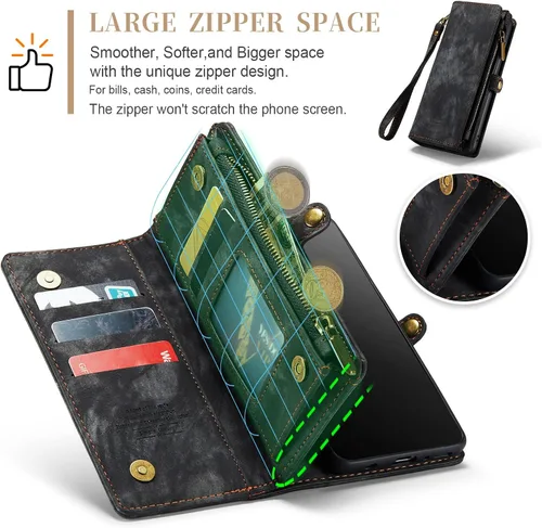 Miniatura 4 de Asuwish Funda de teléfono para Samsung Galaxy S10 con cremallera, funda desmontable con protector de pantalla de vidrio templado y tarjetero Azul