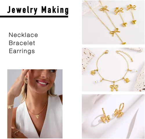 Miniatura 5 de stino 100 gramos de dijes de metal para hacer joyas, chapados en plata y oro, paquete a granel para pulseras, collares, manualidades