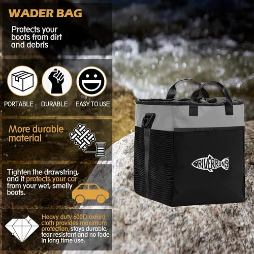 Miniatura 2 de Riverruns Bolsa para Vadeadores de Pesca y Caza con Malla Ventilada, Bolsa de Almacenamiento para Botas de Vadeadores para Senderismo, Camping