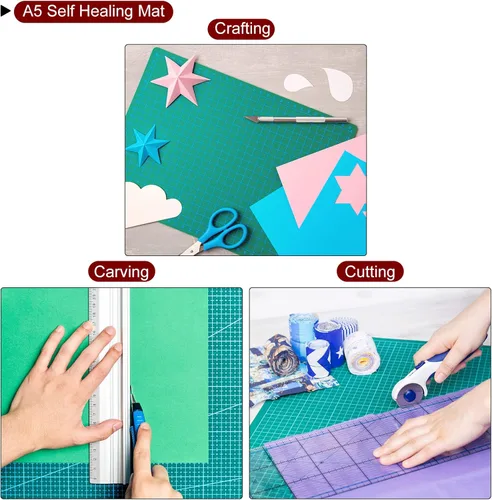 Miniatura 7 de HARFINGTON Alfombrilla de corte autorreparable A5 de 9 x 6 pulgadas, tabla de cortar de doble cara para manualidades, trabajo de arte, corte