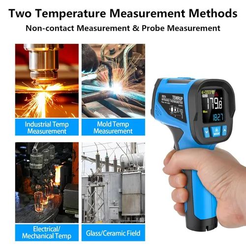 Miniatura 8 de Termómetro infrarrojo TEMIRUP de 40 ℉ a 2462 ℉, pistola de alta temperatura, termómetro láser digital IR sin contacto con sonda, pirómetro 30:1