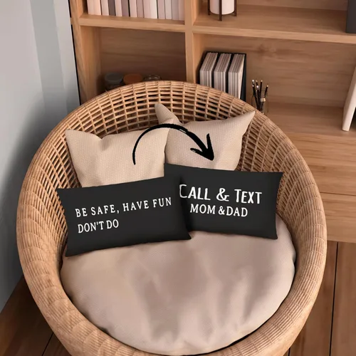 Miniatura 7 de Mingnei Funda de almohada con texto en inglés "Call Your Mom", divertida funda de almohada reversible decorativa de 12 x 20 pulgadas, regalos