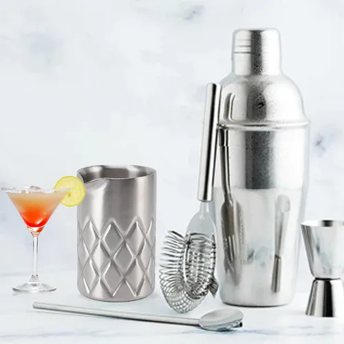Miniatura 3 de TOPINCN Vaso de mezcla de cóctel, acero inoxidable, mezclador de vidrio, coctelera de doble pared, barman herramientas de bricolaje, mezclador