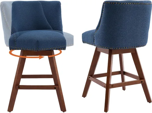 Miniatura 25 de Juego de 2 taburetes de bar giratorios modernos, taburetes de bar de 26.6 pulgadas de altura de mostrador beige con respaldo para isla de cocina