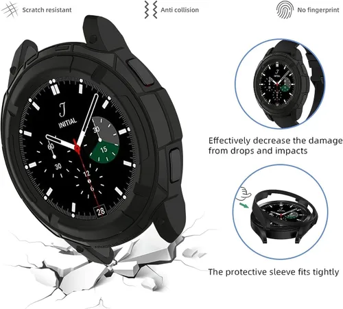 Miniatura 3 de E ECSEM Funda compatible con Samsung Galaxy Watch 6 Classic de 1.73 pulgadas y 1.77 pulgadas, carcasa de borde completo con anillo de bisel