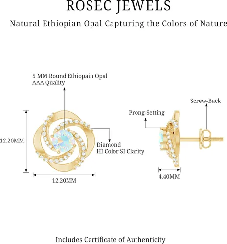 Miniatura 6 de Aretes de ópalo etíope certificados con diamantes 1.25 Cttw Calidad AAA