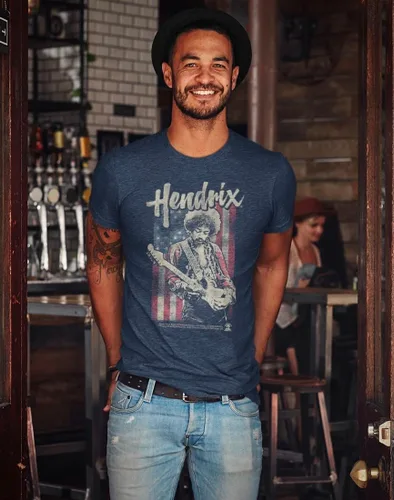 Miniatura 3 de Jimi Hendrix 1960's Psychedelic Musical Icon USA Flag Camiseta desgastada