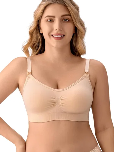 Miniatura 4 de Angelhood Brasier de lactancia para mujer, paquete de 5 unidades, brasier de lactancia materna sin costuras, sin costuras, con extensores de brasier