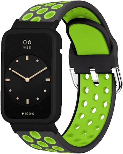 Miniatura 4 de Senter Correa de silicona suave de repuesto compatible con Huawei Band 7 Pro Smart Watch Gris/Verde