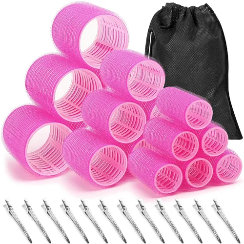 Miniatura 11 de Anezus - Juego de rulos de autoagarre, 36 piezas, 4 tamaños (Jumbo, Grande, Mediano, Pequeño) con pinzas para cabello largo, mediano, corto, grueso