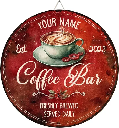 Miniatura 23 de Letrero de madera de barra de café personalizado, placa de pared para decoración de cocina, regalos personalizados para amantes del café, café 02